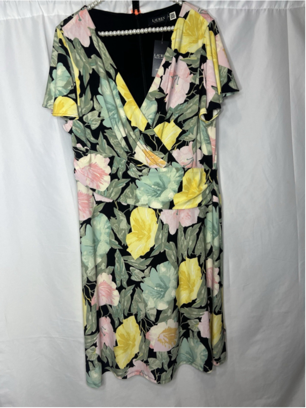 Ralph Lauren Floral Flutter Sleeve Surplice Dress 16 Botanical Wedding Guest